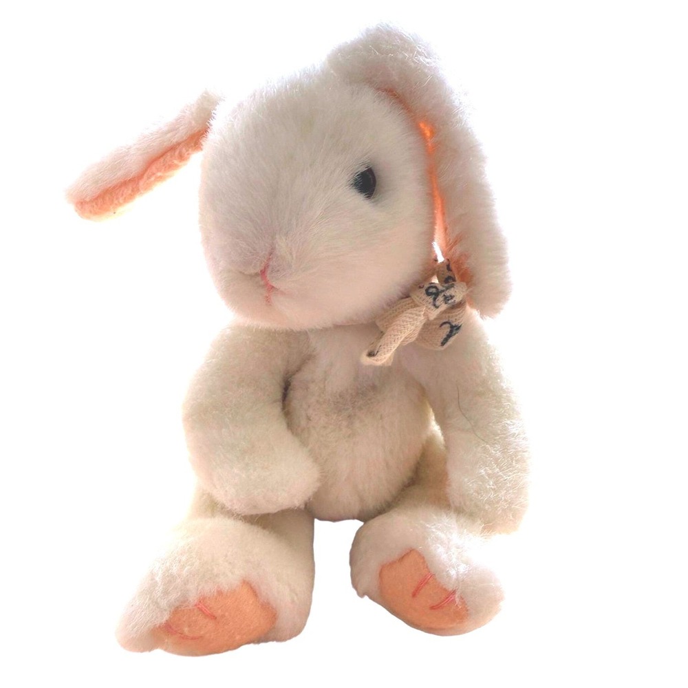 Vintage Plush Bunny Russ Baby Paws White Rabbit Floppy Ears Stuffed Animal Toy